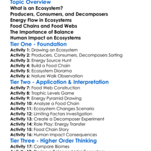 Ecosystems And Energy Flow Worksheet Activity Booklet