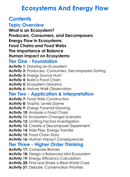 Ecosystems And Energy Flow Worksheet Activity Booklet