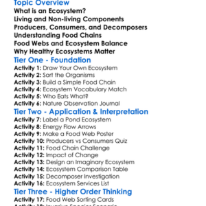Ecosystems And Food Webs Worksheet Activity Booklet