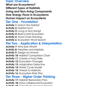 Ecosystems And Habitats Worksheet Activity Booklet