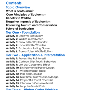 Ecotourism And Its Impact On Wildlife Worksheet Activity Booklet