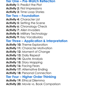 Edge Of Tomorrow 2014 Worksheet Activity Booklet