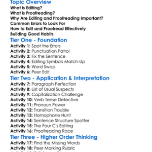 Editing And Proofreading Worksheet Activity Booklet