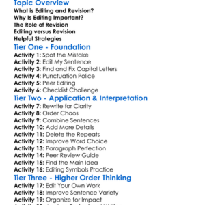 Editing And Revision Worksheet Activity Booklet