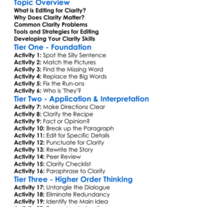 Editing For Clarity Worksheet Activity Booklet