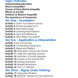 Education And Inequality Worksheet Activity Booklet