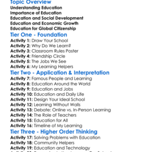 Education And Its Role In Society Worksheet Activity Booklet