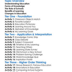 Education And Knowledge Worksheet Activity Booklet