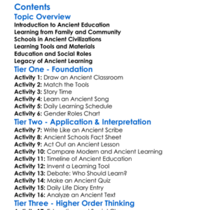 Education And Learning In Ancient Societies Worksheet Activity Booklet