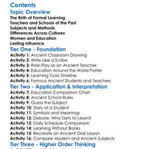 Education And Learning In The Ancient World Worksheet Activity Booklet