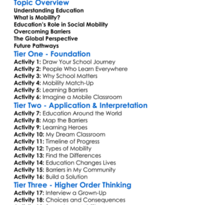 Education And Mobility Worksheet Activity Booklet