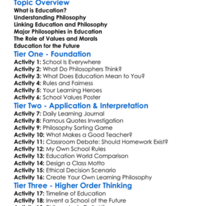 Education And Philosophy Worksheet Activity Booklet
