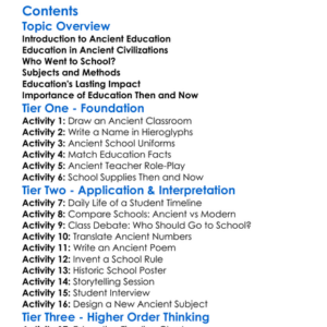 Education And Schooling In Ancient Times Worksheet Activity Booklet