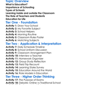 Education And Schooling Worksheet Activity Booklet
