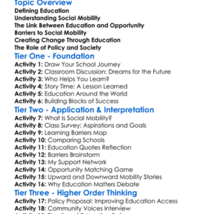 Education And Social Mobility Worksheet Activity Booklet