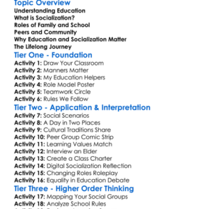 Education And Socialization Worksheet Activity Booklet