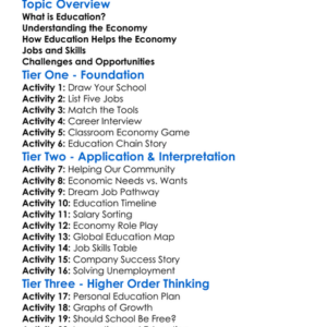 Education And The Economy Worksheet Activity Booklet