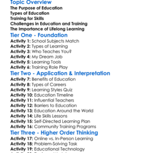 Education And Training Worksheet Activity Booklet