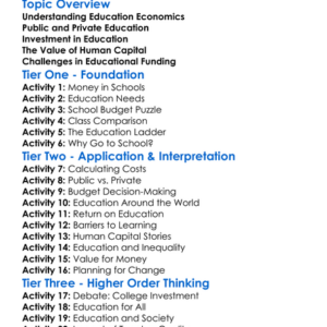 Education Economics Worksheet Activity Booklet