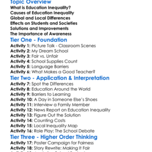 Education Inequality Worksheet Activity Booklet