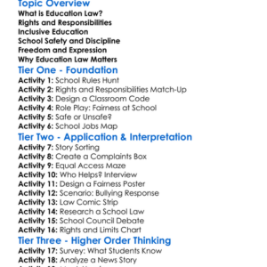 Education Law Worksheet Activity Booklet