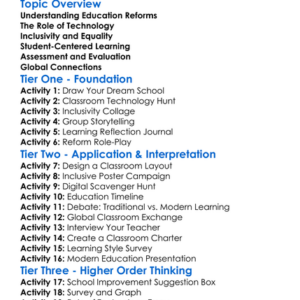 Education Reforms In The Modern Era Worksheet Activity Booklet