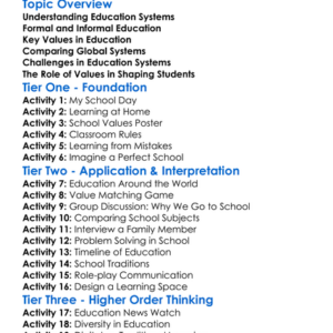 Education Systems And Values Worksheet Activity Booklet