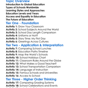 Education Systems Around The World Worksheet Activity Booklet