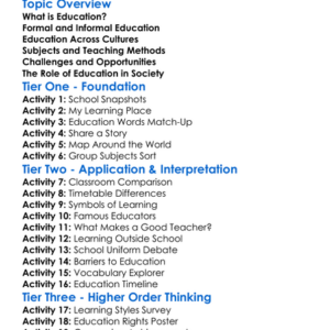 Education Systems In Cultures Worksheet Activity Booklet