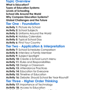 Education Systems Worldwide Worksheet Activity Booklet
