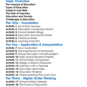 Education Worksheet Activity Booklet