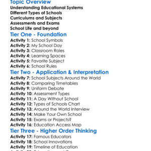Educational Systems Worksheet Activity Booklet