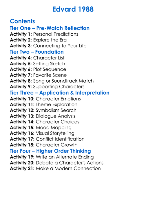 Edvard 1988 Worksheet Activity Booklet