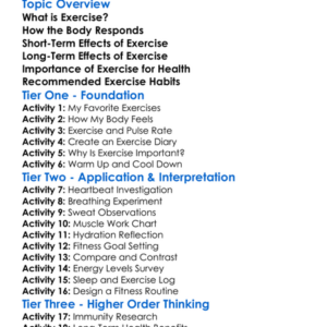 Effect Of Exercise On The Body Worksheet Activity Booklet