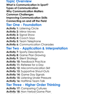 Effective Communication In Sport Worksheet Activity Booklet