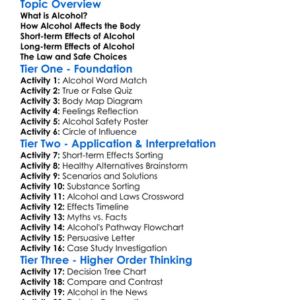 Effects Of Alcohol Worksheet Activity Booklet