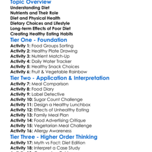 Effects Of Diet On Health Worksheet Activity Booklet