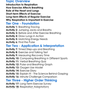 Effects Of Exercise On Respiration Worksheet Activity Booklet