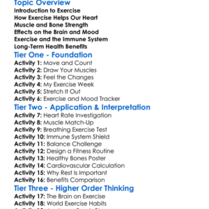 Effects Of Exercise On The Body Worksheet Activity Booklet