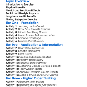 Effects Of Exercise Worksheet Activity Booklet