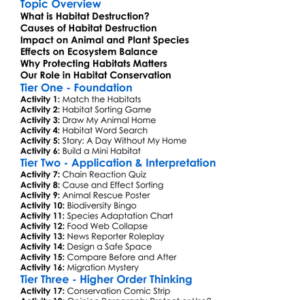 Effects Of Habitat Destruction Worksheet Activity Booklet