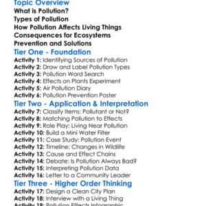 Effects Of Pollution On Living Things Worksheet Activity Booklet