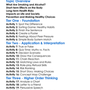 Effects Of Smoking And Alcohol Worksheet Activity Booklet