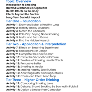 Effects Of Smoking Worksheet Activity Booklet