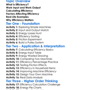 Efficiency Of Machines Worksheet Activity Booklet