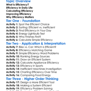 Efficiency Worksheet Activity Booklet
