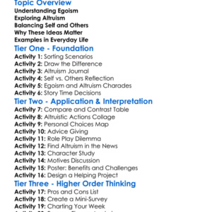 Egoism And Altruism Worksheet Activity Booklet
