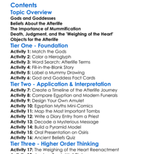 Egyptian Religion And Beliefs About The Afterlife Worksheet Activity Booklet