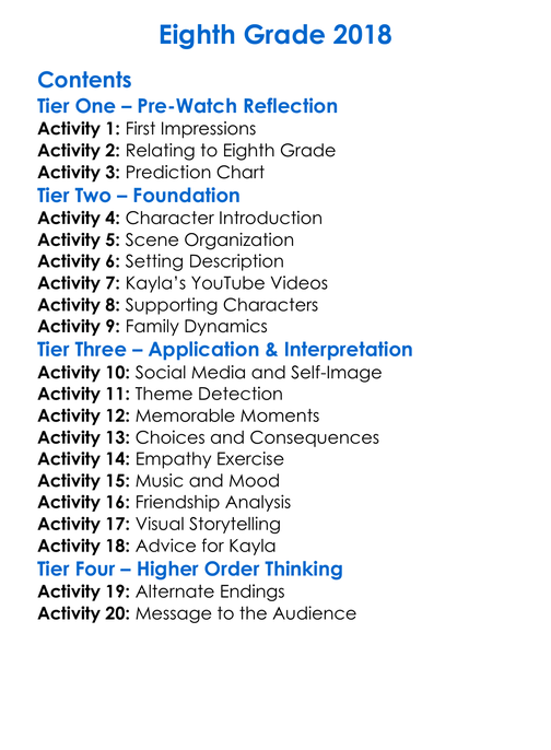 Eighth Grade 2018 Worksheet Activity Booklet