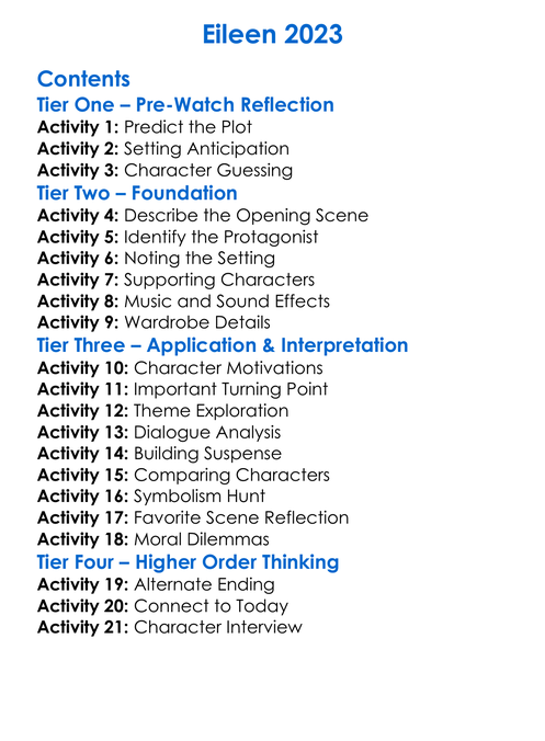 Eileen 2023 Worksheet Activity Booklet